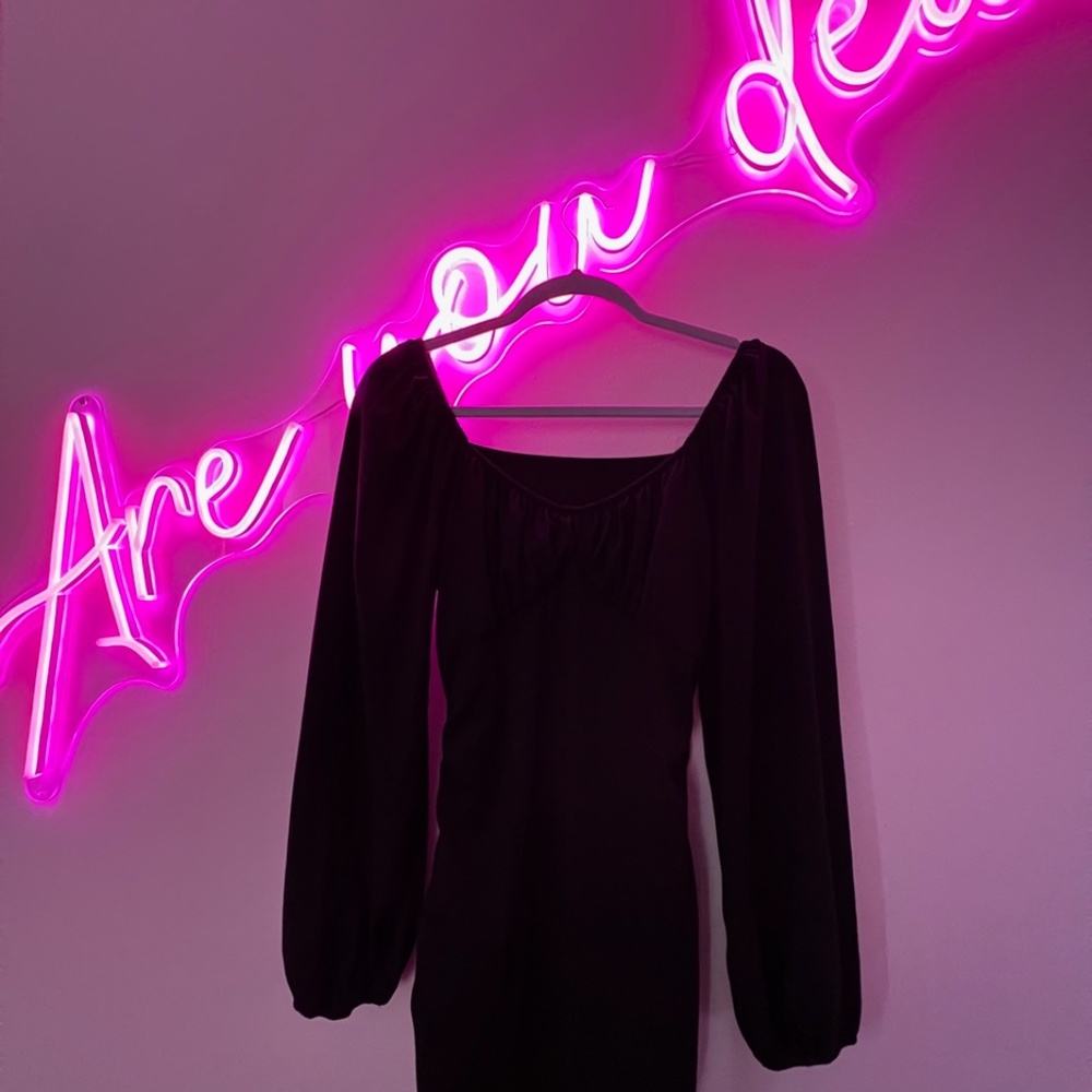 Joy Lantern Sleeve Ruched Side Bodycon Dress